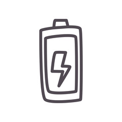 full battery with thunder line style icon vector design