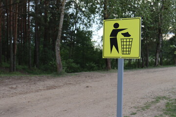 trashcan symbol at lake resort spot