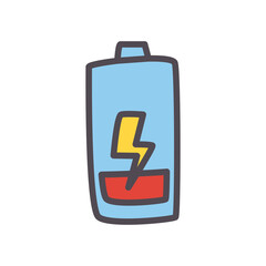 low battery with thunder line and fill style icon vector design