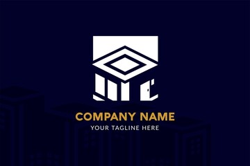 Isolated Square Construction Logo Template