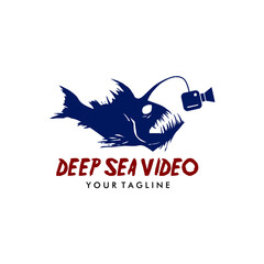 Anglerfish with video camera production house logo concept