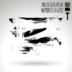 Black brush stroke and texture. Grunge vector abstract hand - painted element. Underline and border design.
