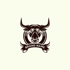 Bull head mascot. Vector illustration for use as print, poster, sticker, logo, tattoo, emblem and other.