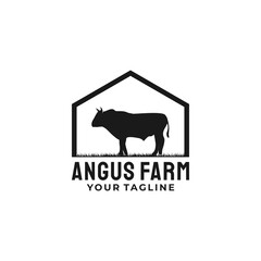 Retro Vintage Cattle Angus Beef Emblem Label Livestock logo design vector