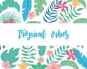 tropical vibes design with exotic palm leaves and flowers floral design