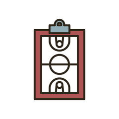 court on document of basketball line and fill style icon vector design