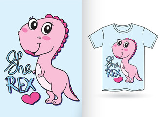 Hand drawn cute cartoon for t shirt
