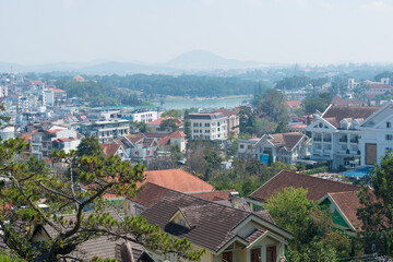 Fototapeta na wymiar Dalat City view from Crazy House. a famous tourist spot in Dalat, Vietnam.