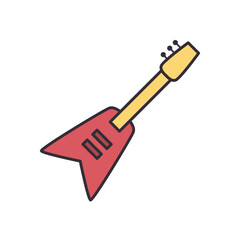 bass guitar instrument line and fill style icon vector design