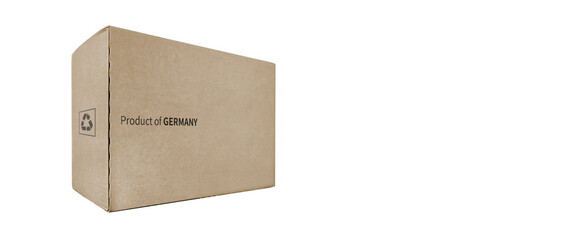 3D illustration of a paper box. Background describing german goods. product of germany.