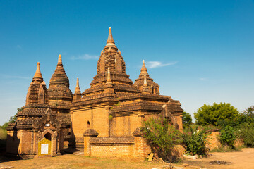 Bagan Archaeological Area and Monuments. a famous Buddhist ruins in Bagan, Mandalay Region, Myanmar.