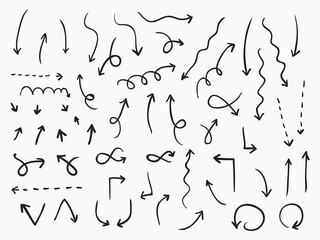 isolated hand drawn arrows symbol set flat icon vector design childish lines art