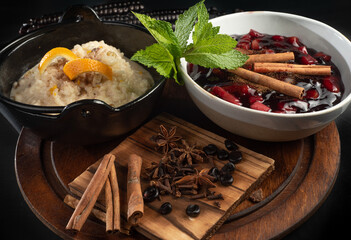 mazamorra morada y arroz con leche