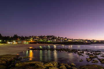 twilight beach scene