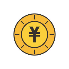 Obraz premium yuan coin line and fill style icon vector design