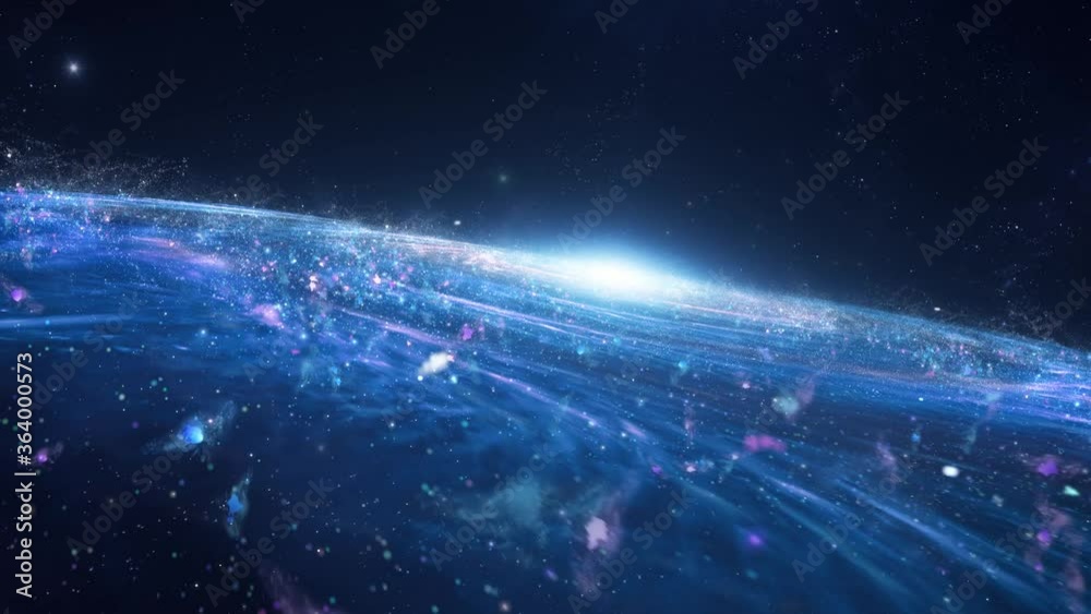 Wall mural fast traveling through the blue spiral galaxy in the universe, zooming galaxy animation