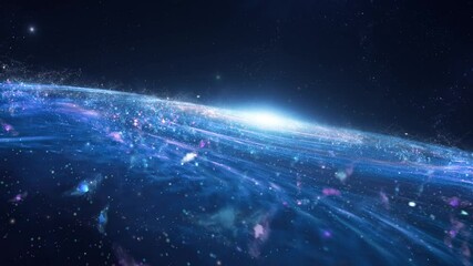 Fast traveling through the blue spiral galaxy in the universe, zooming galaxy animation - Powered by Adobe