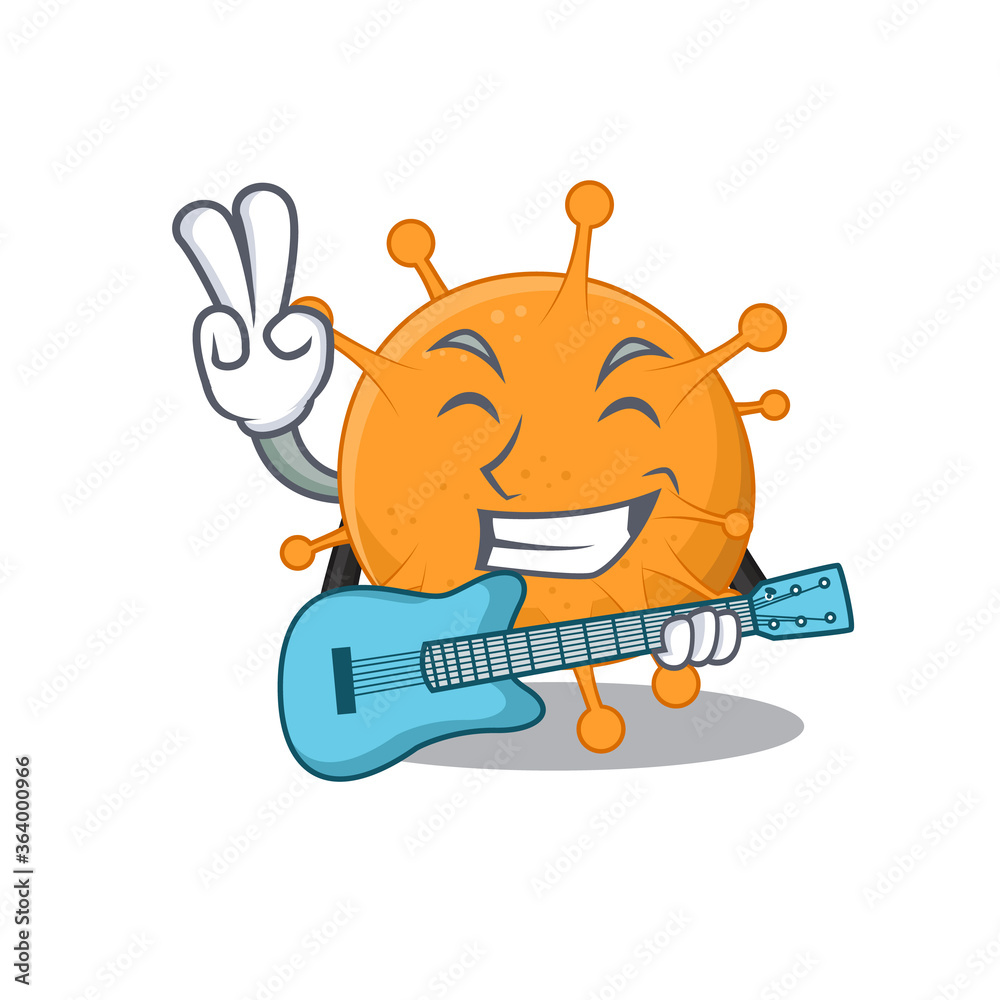 Sticker brilliant musician of anaplasma cartoon design playing music with a guitar