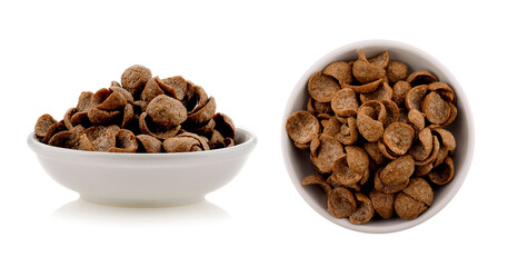  breakfast cereal in white bowl on white background