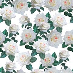 White rose seamless pattern -vector