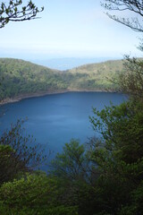 Fototapeta na wymiar Onami-lake, in Kirishima mountain range in the early morning, Miyazaki, Japan