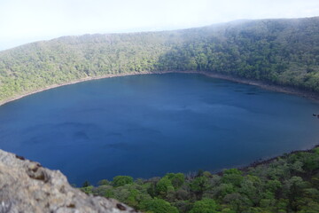 Naklejka premium Onami-lake(old crater) in Kirishima mountain range in the early morning, Miyazaki, Japan