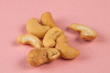 Cashew on pink background
