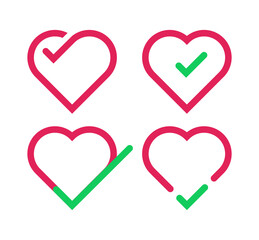 set collection of heart/love check logo icon template. vector illustration