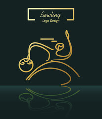 Bowling abstract golden line logo