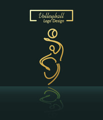 Volleyball player hitting ball line logo