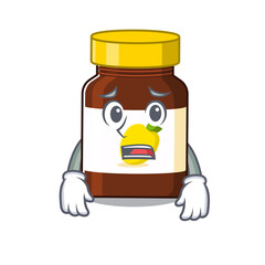 Cartoon design style of bottle vitamin c having worried face