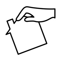 hand holding house icon, line style