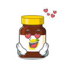 Romantic bottle vitamin c cartoon character has a falling in love eyes
