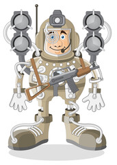 Naklejka premium Cyborg soldier. Isolated on white background. Vector illustration.