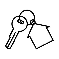 key with house shape keychain icon, line style