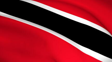 Trinidad and Tobago National Flag - Waving background illustration. Highly detailed realistic 3D rendering