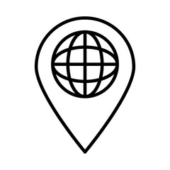location pin with global sphere icon, line style