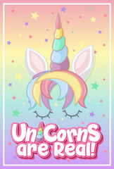 Cute unicorn banner on pastel background color