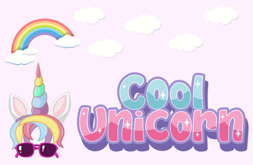 Cool unicorn logo in pastel color with cute unicorn
