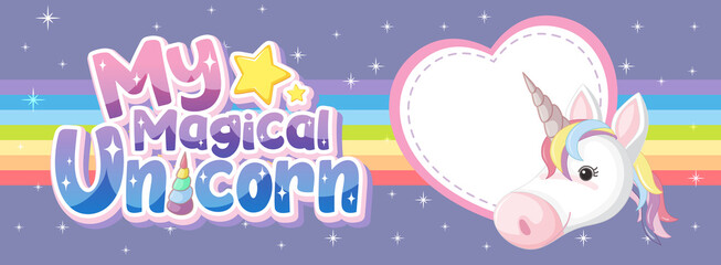 Cute unicorn banner on pastel background color
