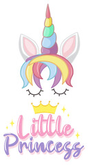 Little princess logo in pastel color with cute unicorn