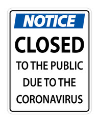 Notice Closed to public sign on white background