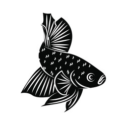 Fototapeta premium Betta Black Silhouette Vector Flat For Logo