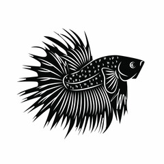 Betta Black Silhouette Vector Flat For Logo