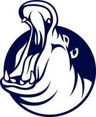Hippo with The Mouth Opening Wide Vector Logo Design
