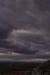Naklejka na ściany i meble Clouds in Dramatic dark sky. Cloudy sky background.Spain