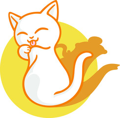 Cute Cat with the Shadow looks like a Teapot Vector Design