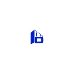 D Initial logo concept with building template vector premium
