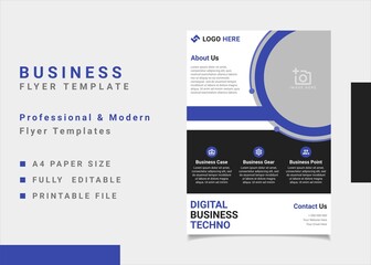 Business flyer template vector design, A4 brochure template blue geometry shapes used for business poster layout, IT Company flyer, corporate banners, and leaflets