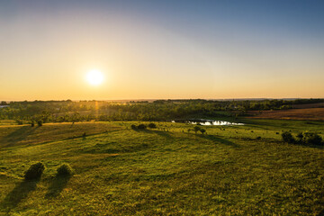 prairie field right before sunset